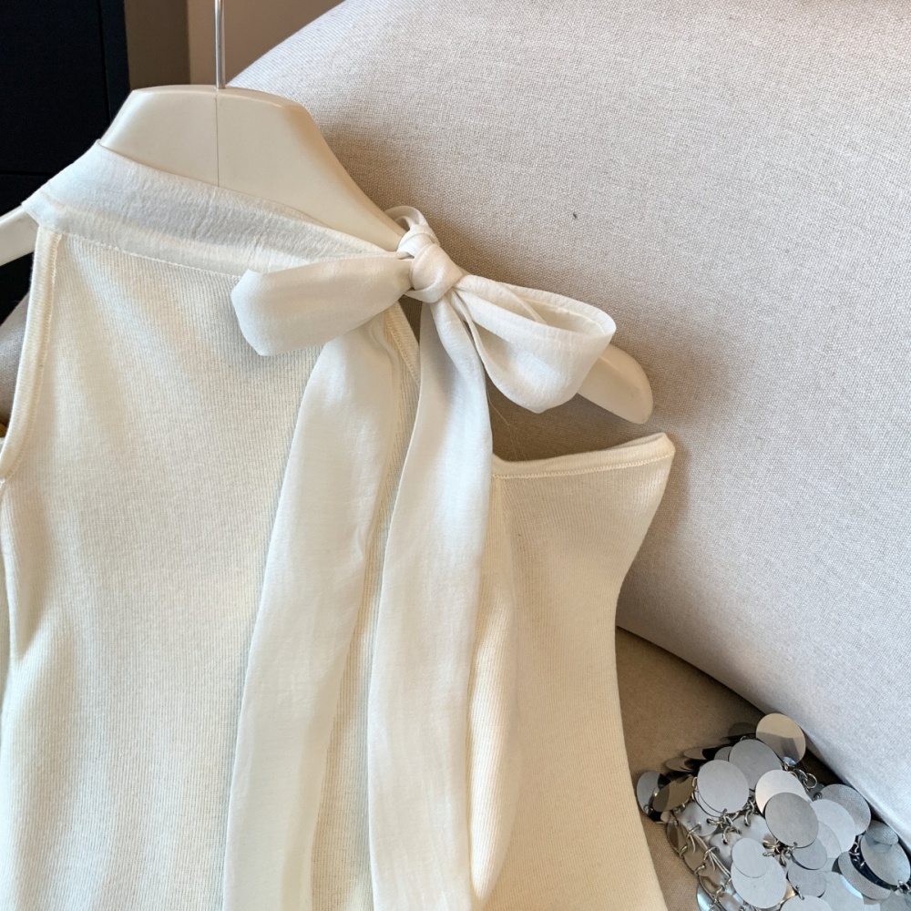 Inside the ride bow tops autumn strapless sweater for women