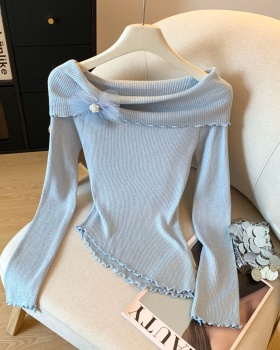 Flowers flat shoulder niche slim enticement sweater
