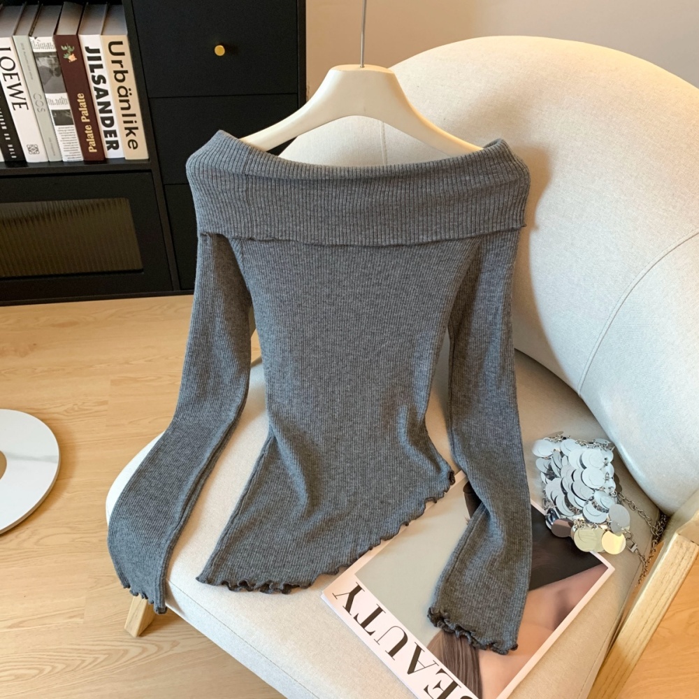 Flowers flat shoulder niche slim enticement sweater