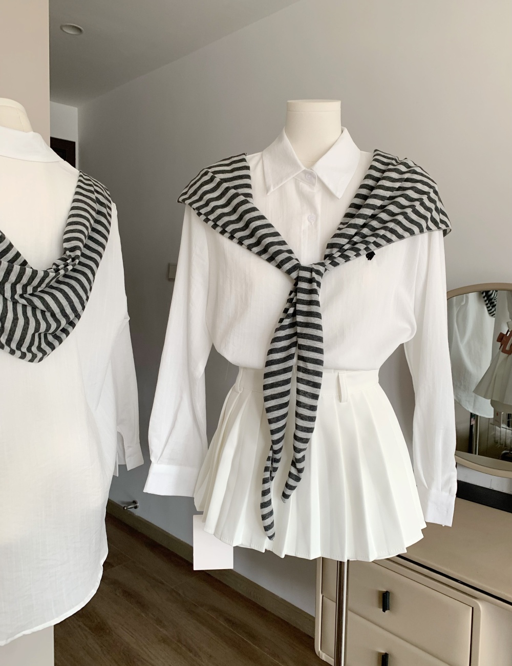 Spring and autumn France style shawl loose niche tops 2pcs set