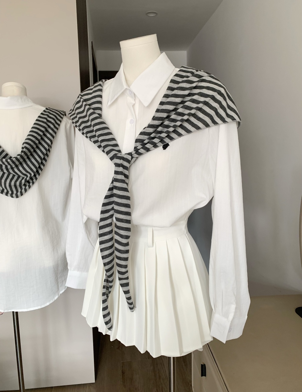Spring and autumn France style shawl loose niche tops 2pcs set