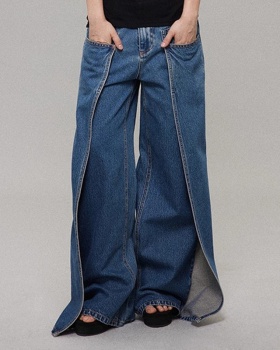 Autumn straight long pants all-match blue wide leg pants