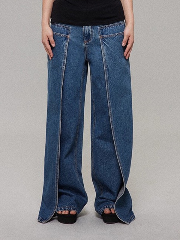Autumn straight long pants all-match blue wide leg pants