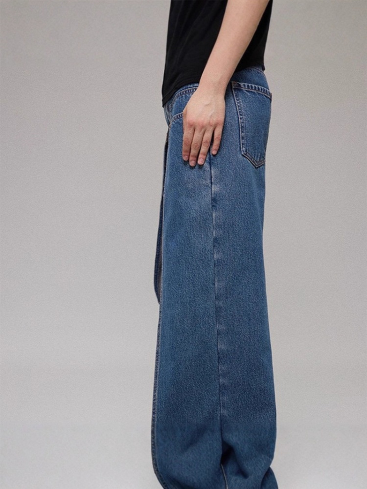 Autumn straight long pants all-match blue wide leg pants