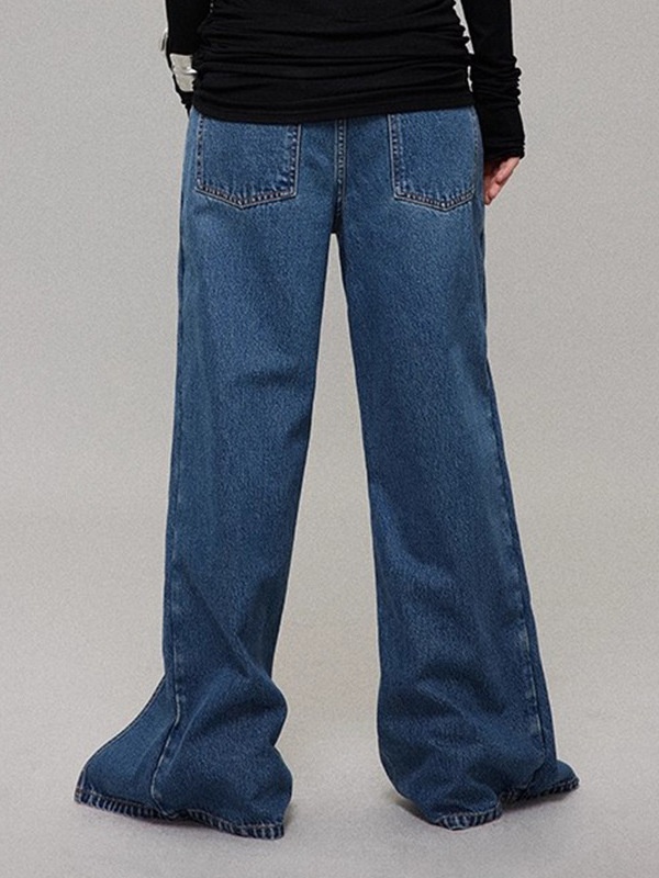 Autumn straight long pants all-match blue wide leg pants