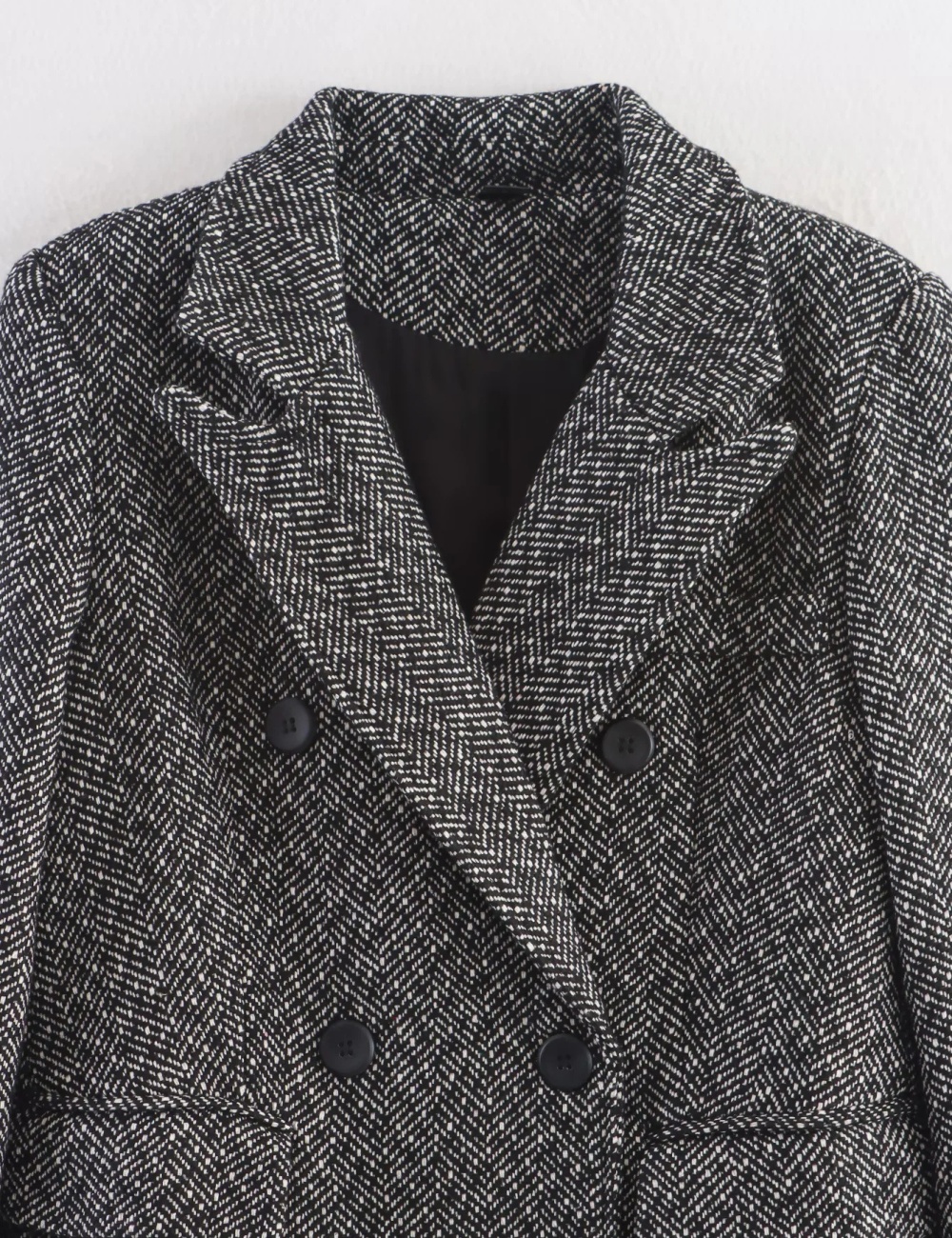 Double-breasted windbreaker France style woolen coat