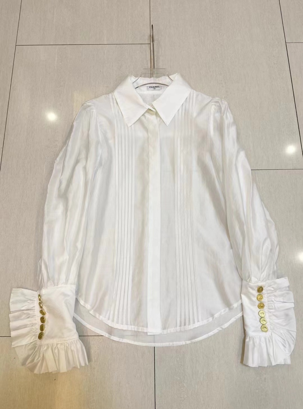 Stitching temperament pure tops lapel France style shirt