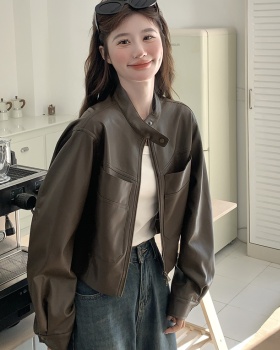 American style leather coat jacket for women
