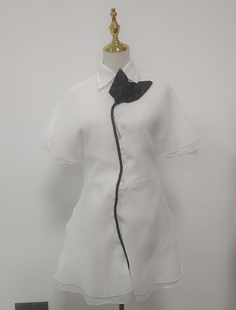 Lapel lotus leaf edges dress temperament autumn T-back