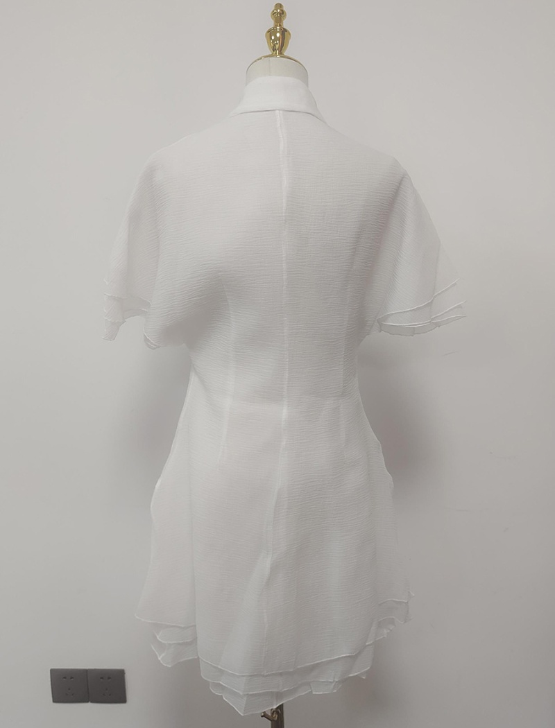 Lapel lotus leaf edges dress temperament autumn T-back