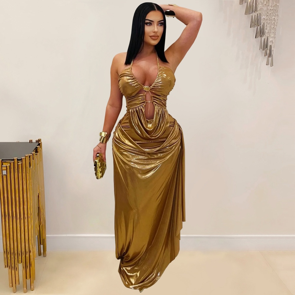 Gold chain European style sexy fashion dress for women