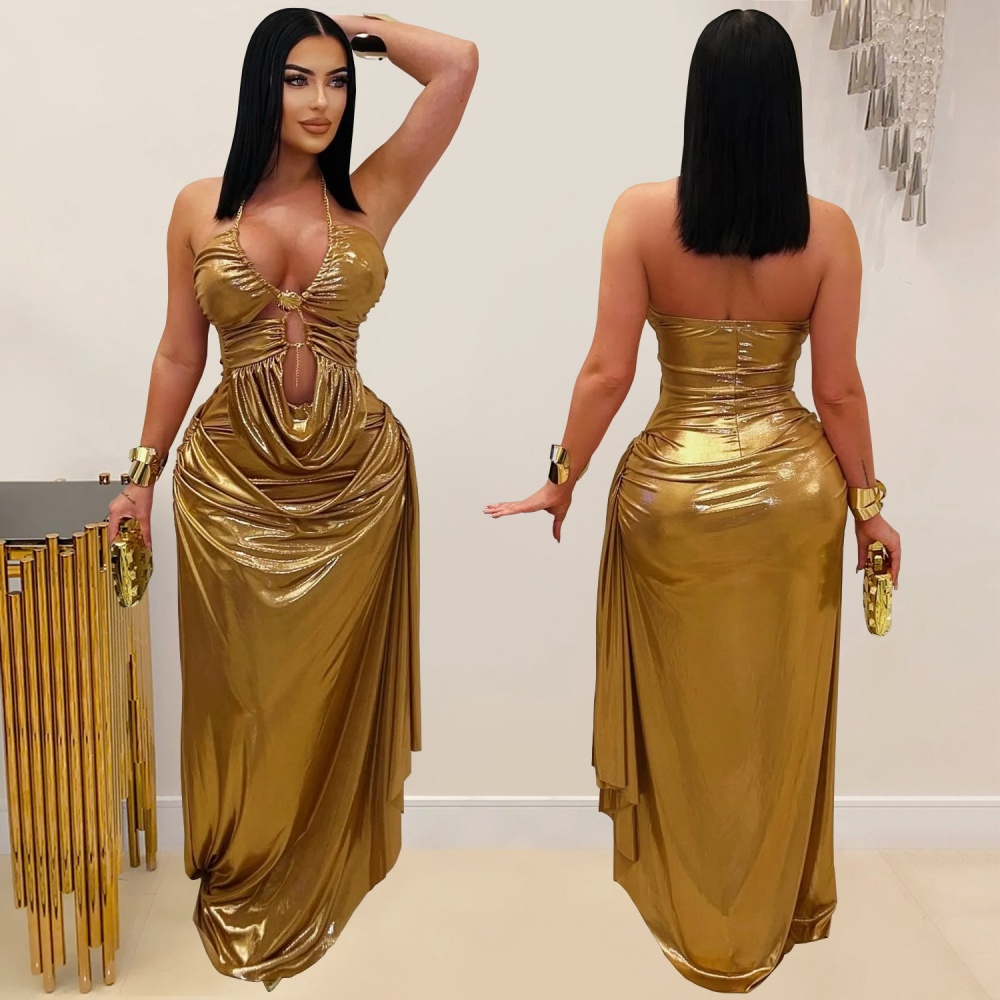 Gold chain European style sexy fashion dress for women