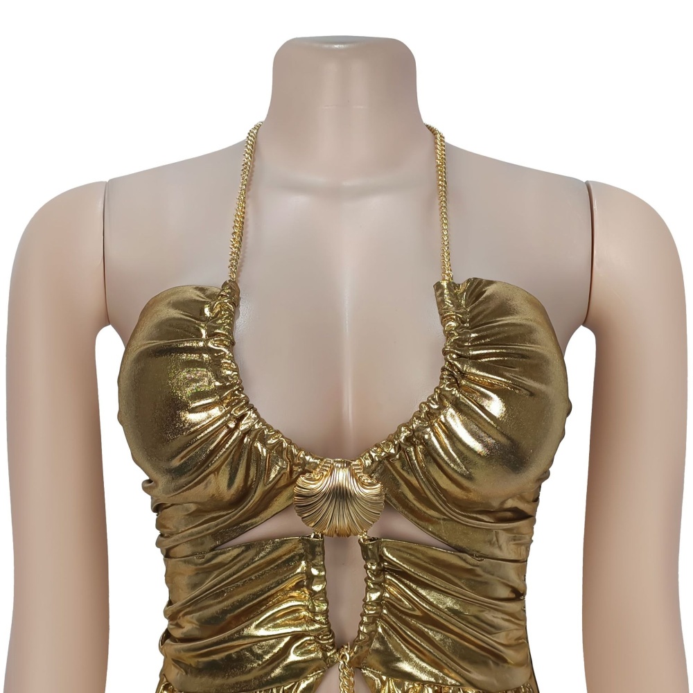 Gold chain European style sexy fashion dress for women