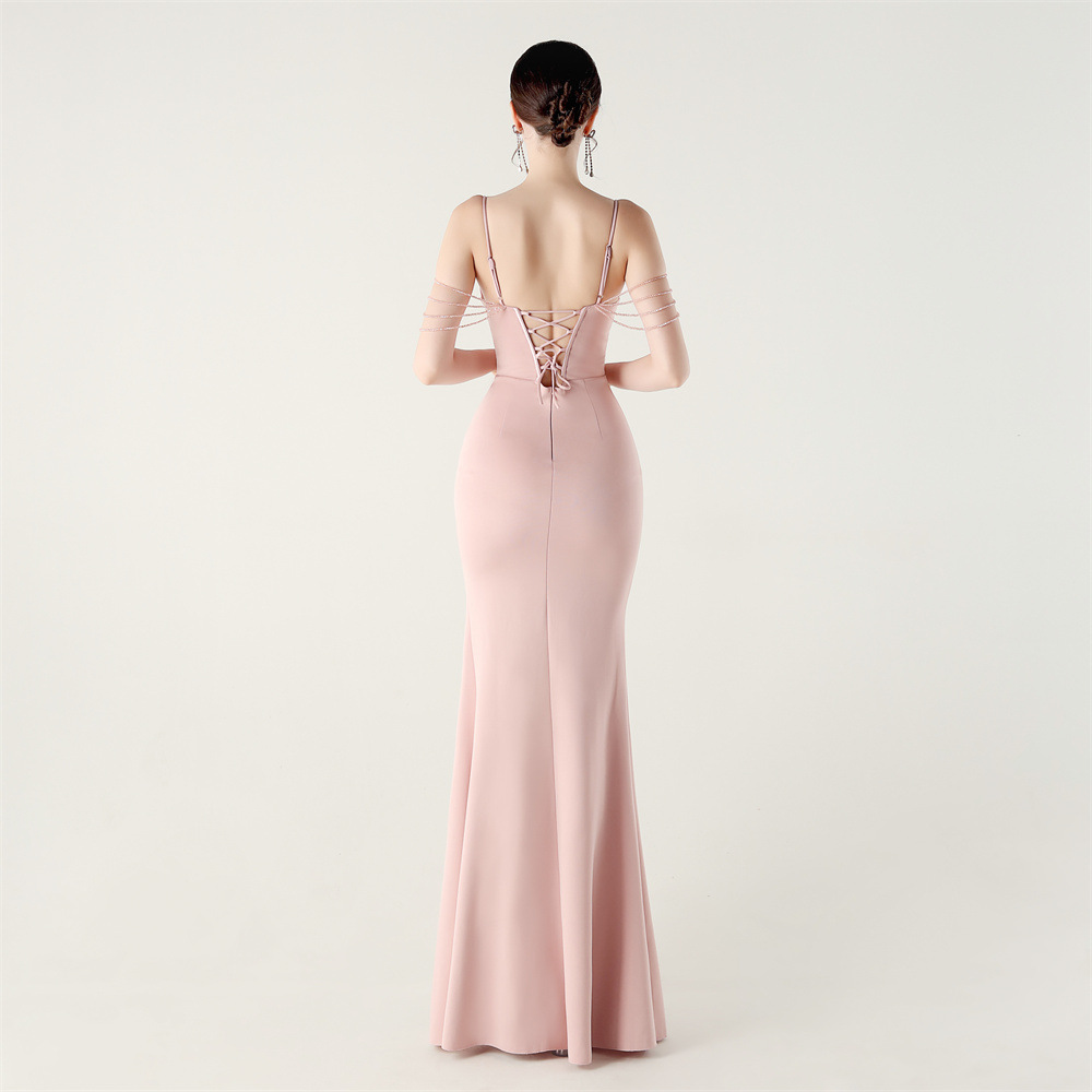 Slim set beads applique banquet bandage evening dress