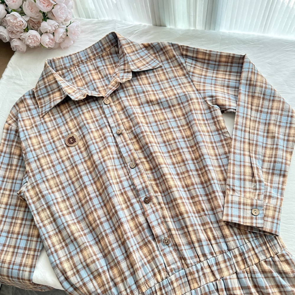 Drawstring long dress shirt for women