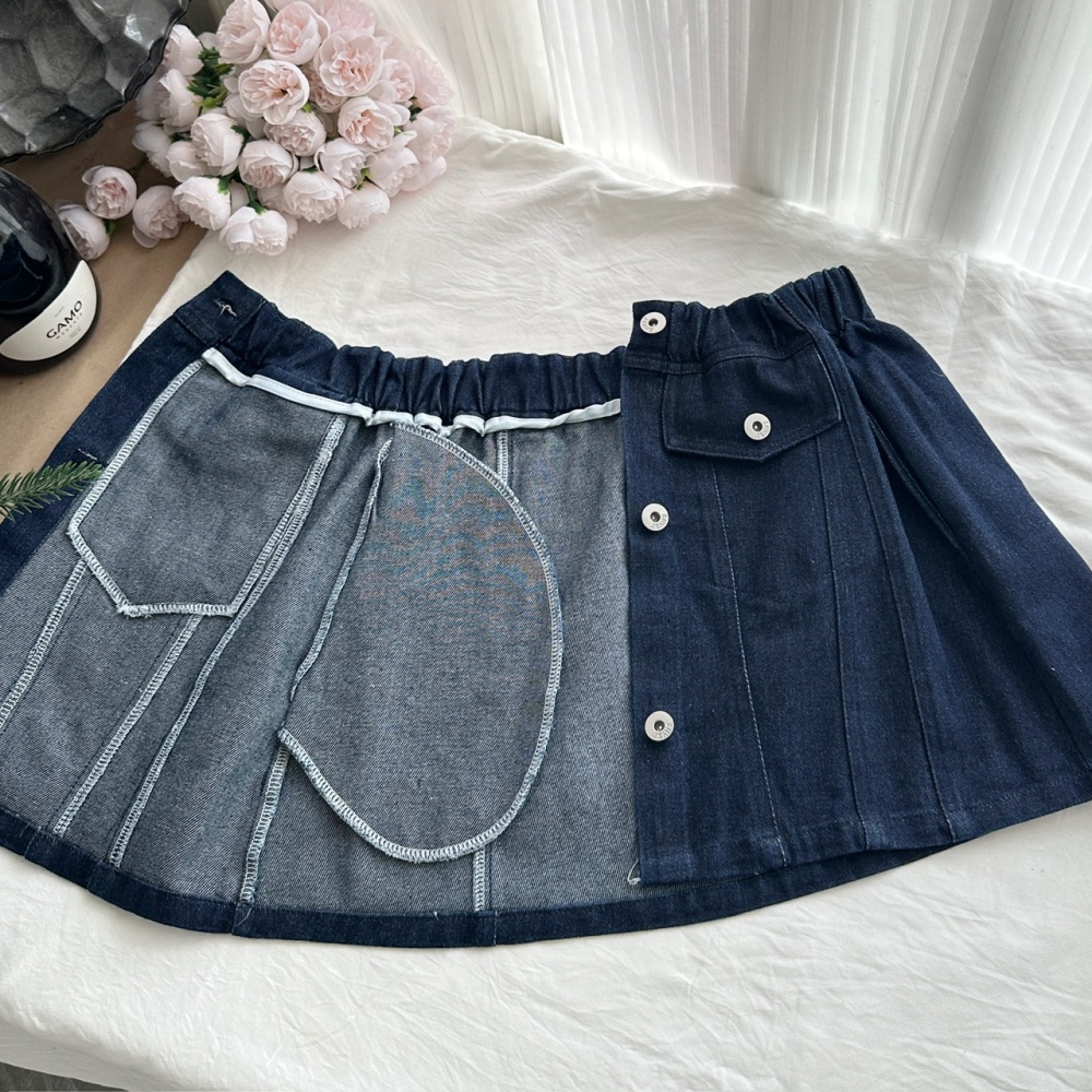 Navy style cotton coat autumn short skirt a set