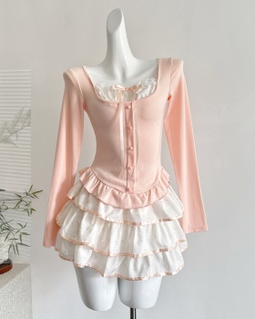 Niche enticement tops pastoral style) autumn short skirt