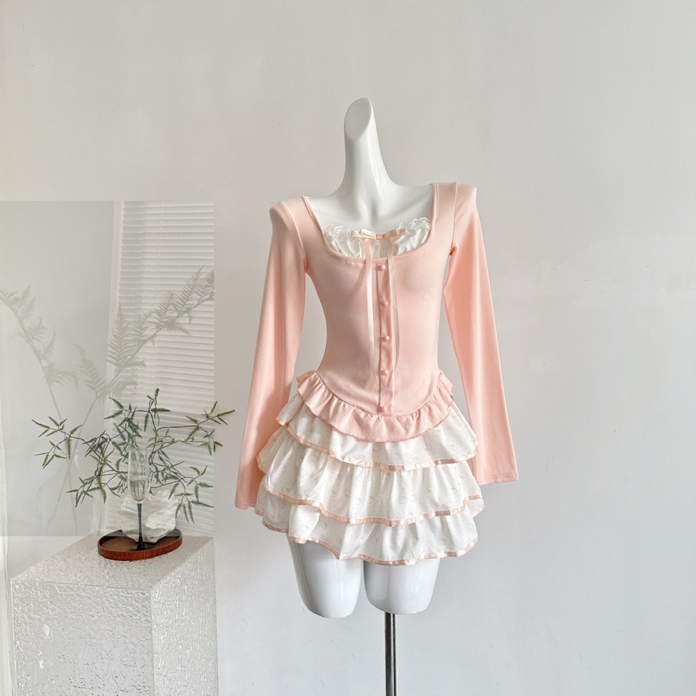 Niche enticement tops pastoral style) autumn short skirt
