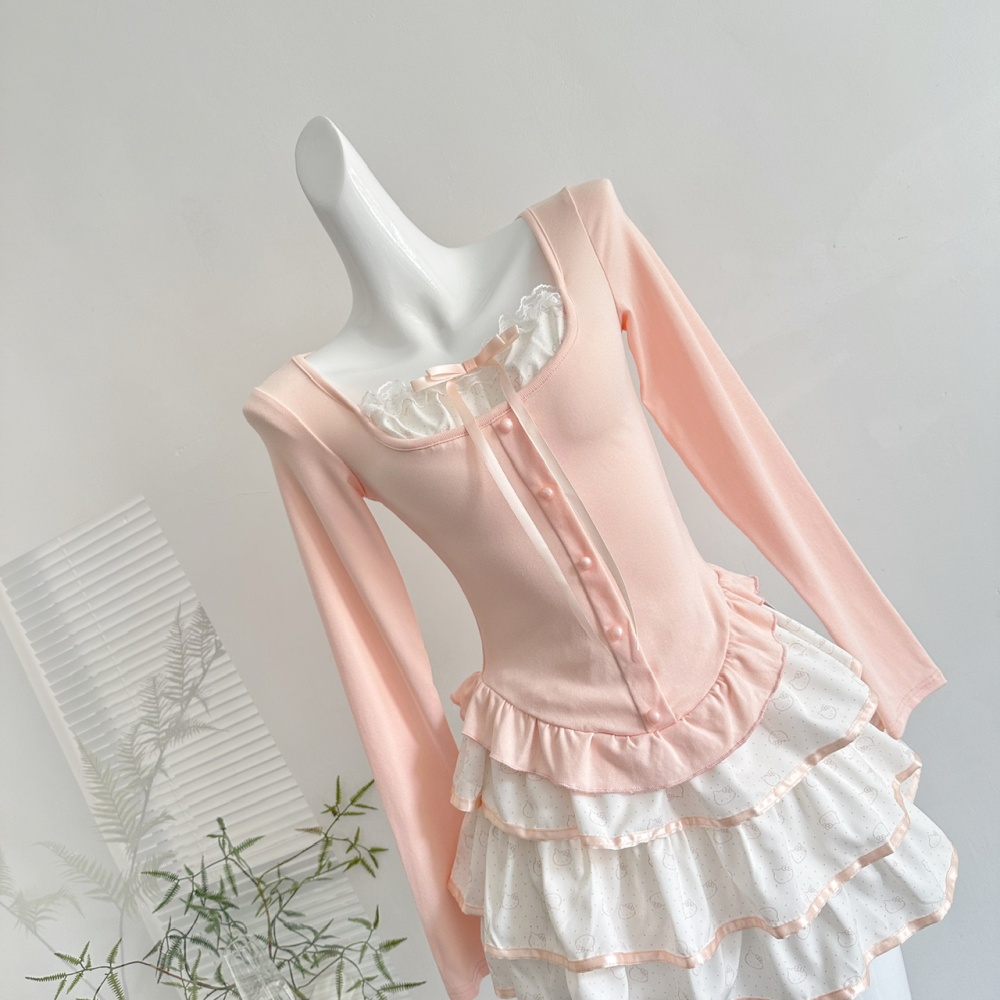 Niche enticement tops pastoral style) autumn short skirt