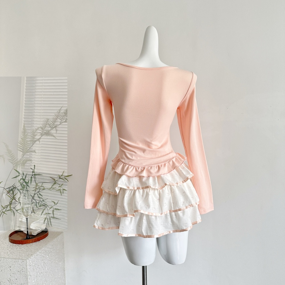 Niche enticement tops pastoral style) autumn short skirt