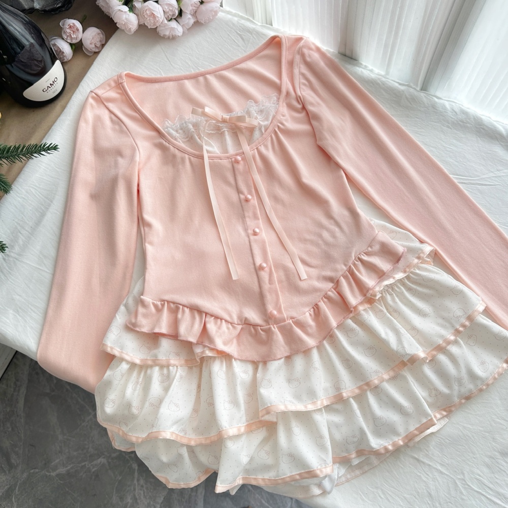 Niche enticement tops pastoral style) autumn short skirt