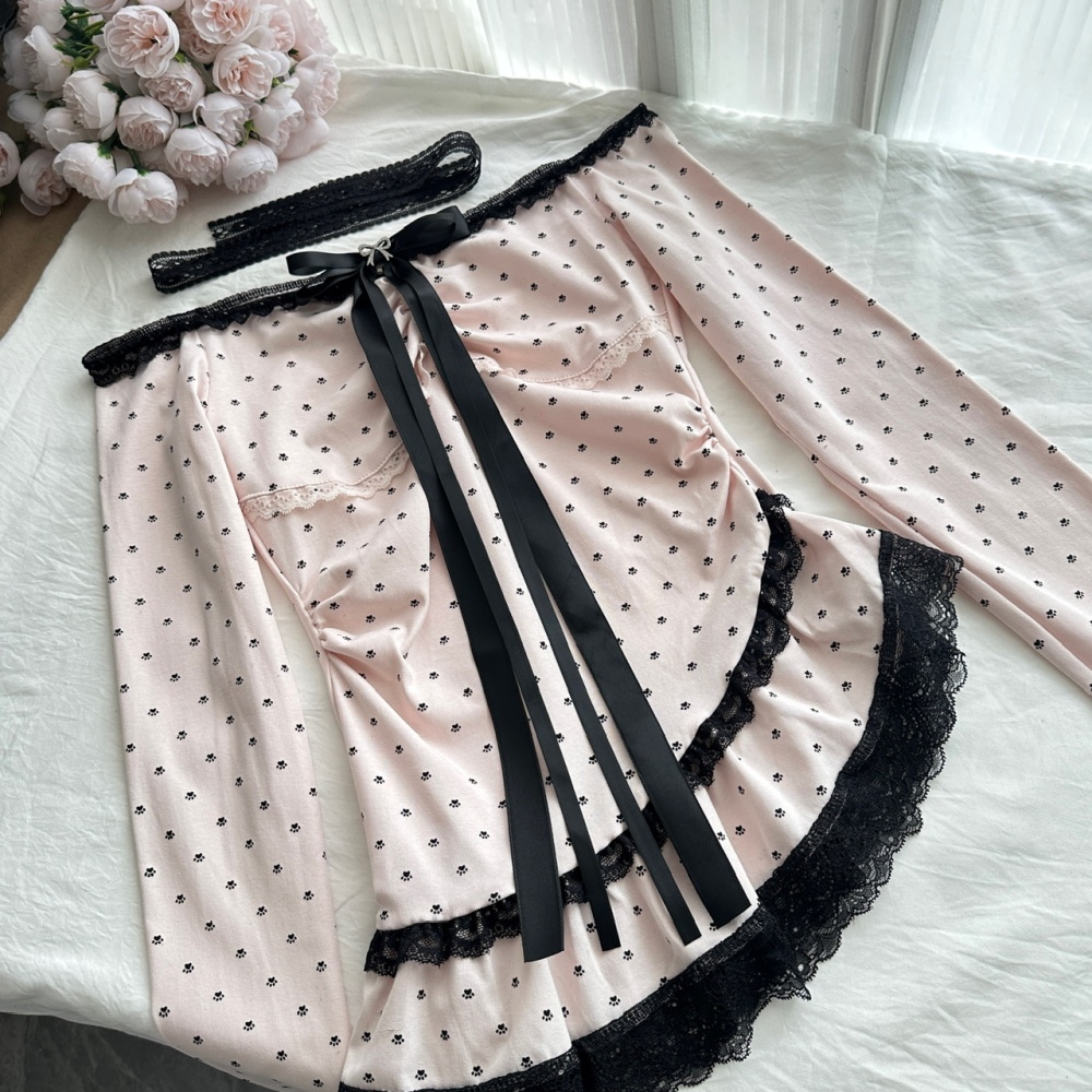 Kitten enticement smock niche autumn dress 2pcs set