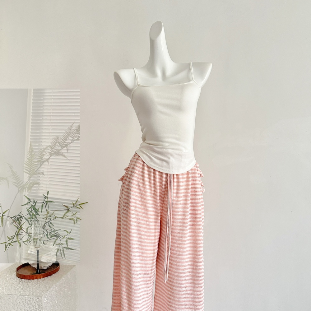 Hooded lazy tops autumn wide leg long pants 3pcs set