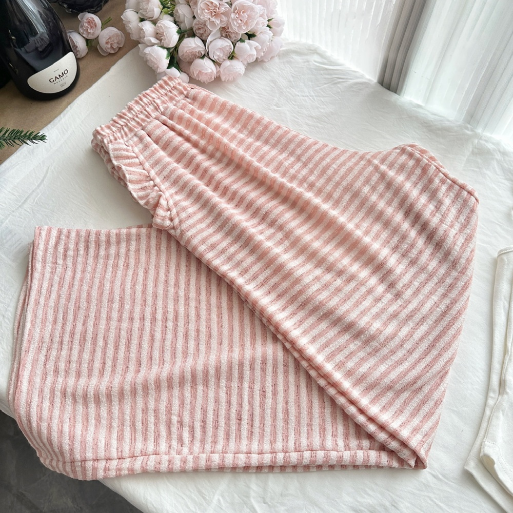 Hooded lazy tops autumn wide leg long pants 3pcs set