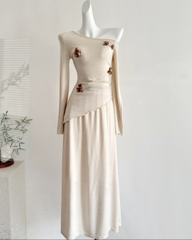 High waist autumn tops tender skirt a set for women