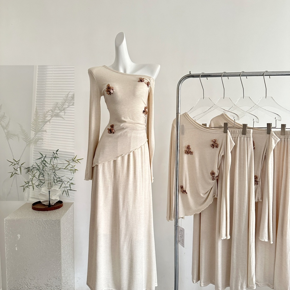 High waist autumn tops tender skirt a set for women