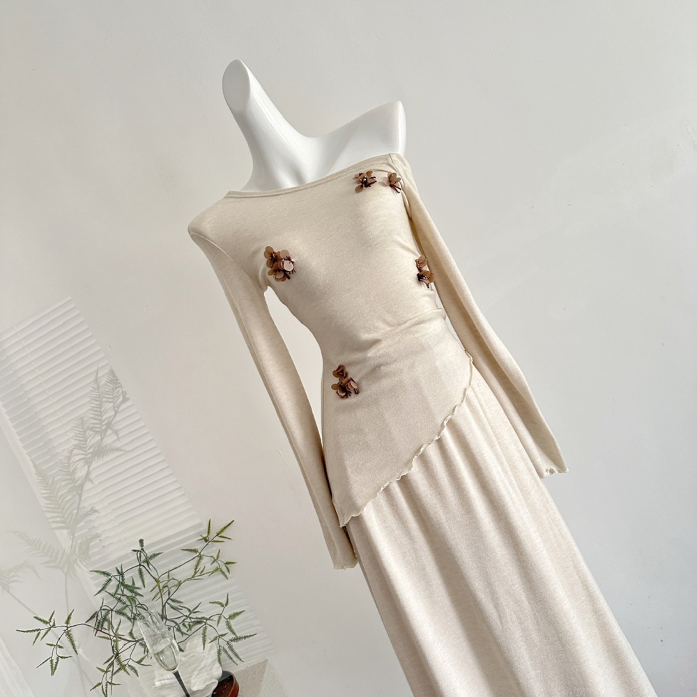 High waist autumn tops tender skirt a set for women