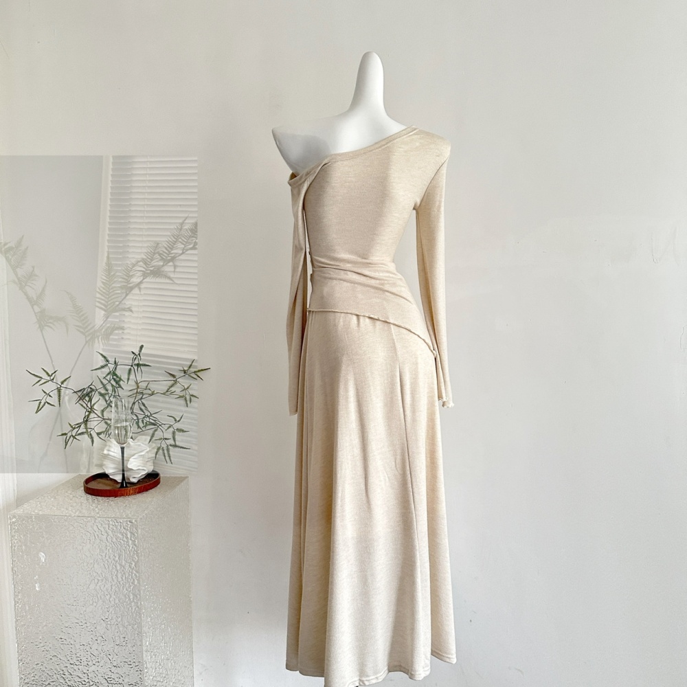 High waist autumn tops tender skirt a set for women