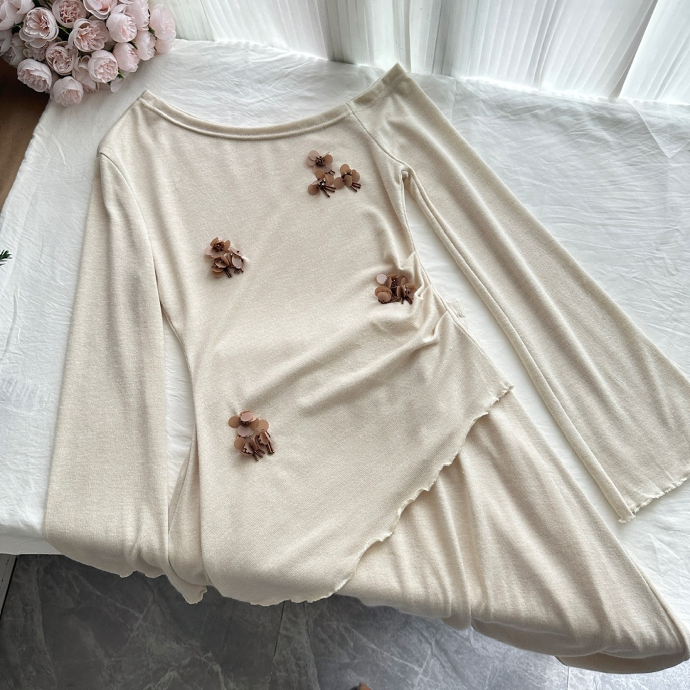 High waist autumn tops tender skirt a set for women
