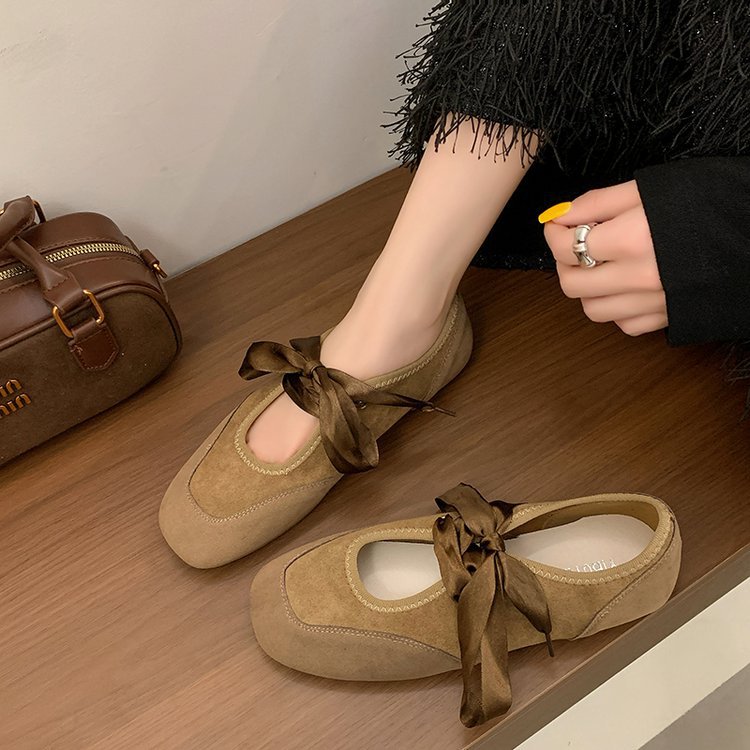 Bandage flat niche Western style retro shoes for women