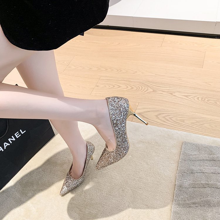 Lady autumn fine-root high-heeled shoes fashion low shoes