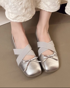 Low bow sweet France style retro shoes for women