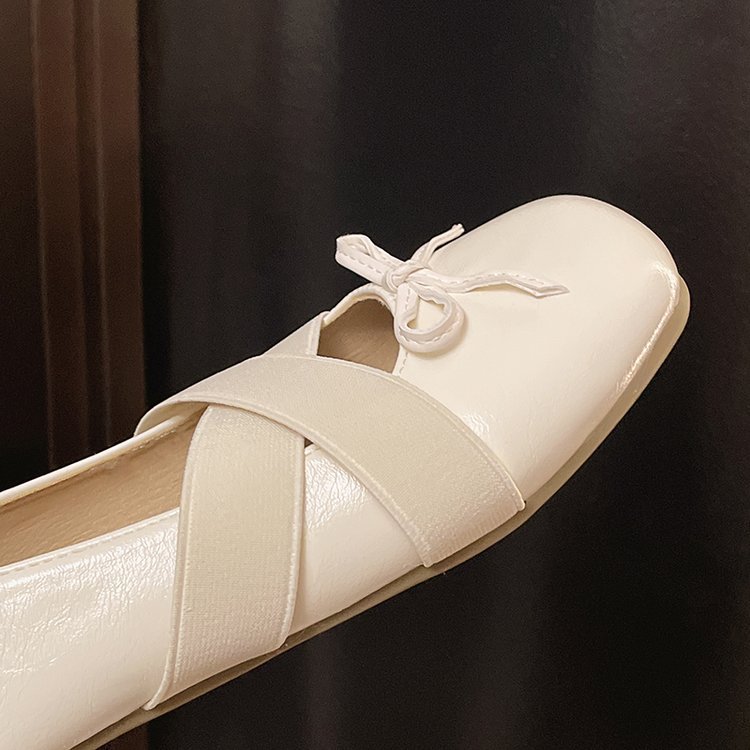 Low bow sweet France style retro shoes for women