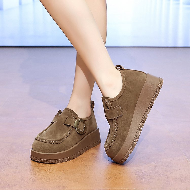 Broadcloth all-match round Casual retro shoes for women