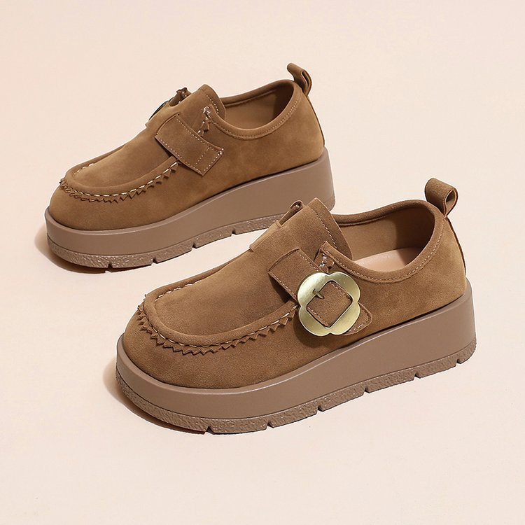 Broadcloth all-match round Casual retro shoes for women