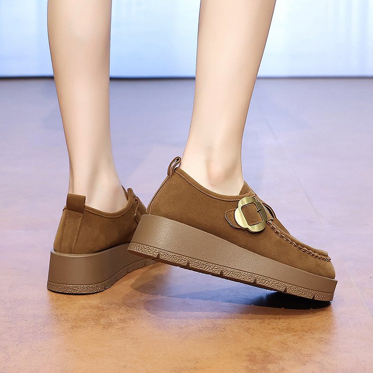 Broadcloth all-match round Casual retro shoes for women