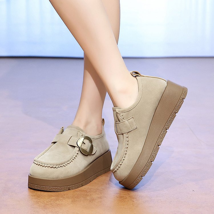 Broadcloth all-match round Casual retro shoes for women
