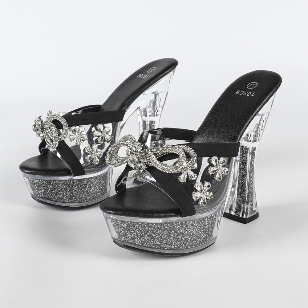 Thick sandals rhinestone platform for women
