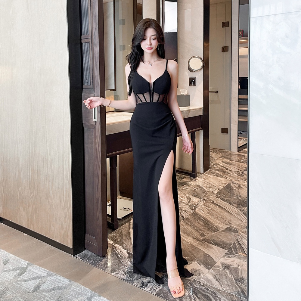 Package hip nightclub long dress halter slim evening dress