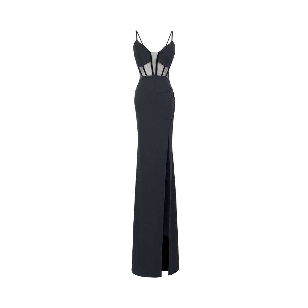 Package hip nightclub long dress halter slim evening dress