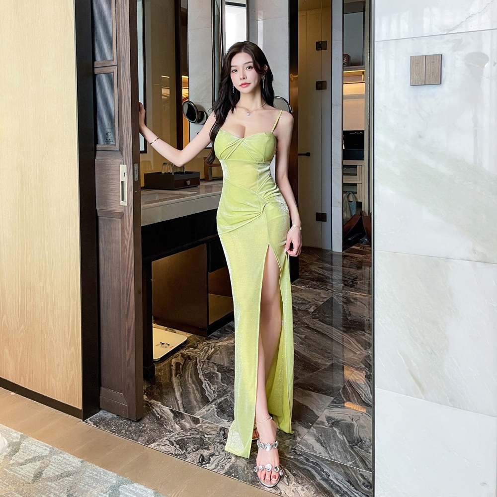 Split nightclub dress sexy package hip formal dress