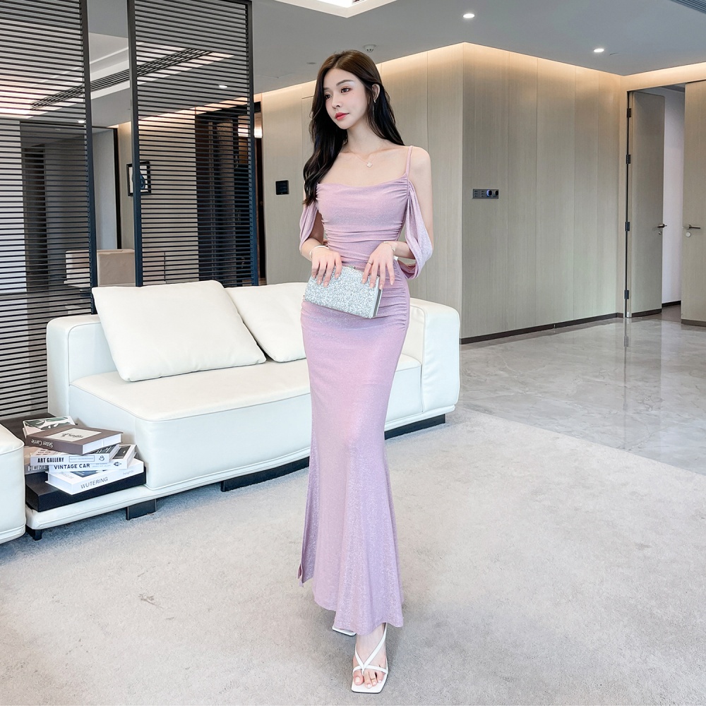 Halter split formal dress sexy sling dress