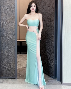Night show gauze lady dress wrapped chest dress