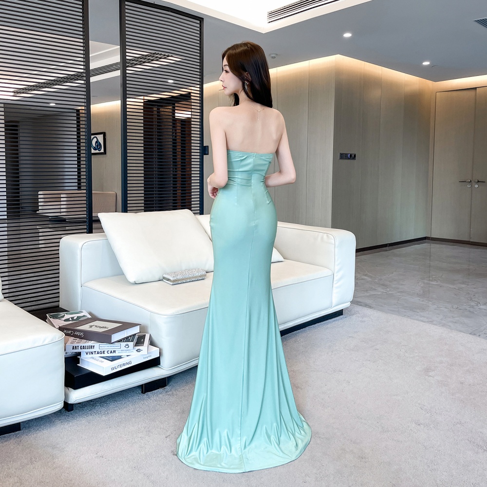 Night show gauze lady dress wrapped chest dress