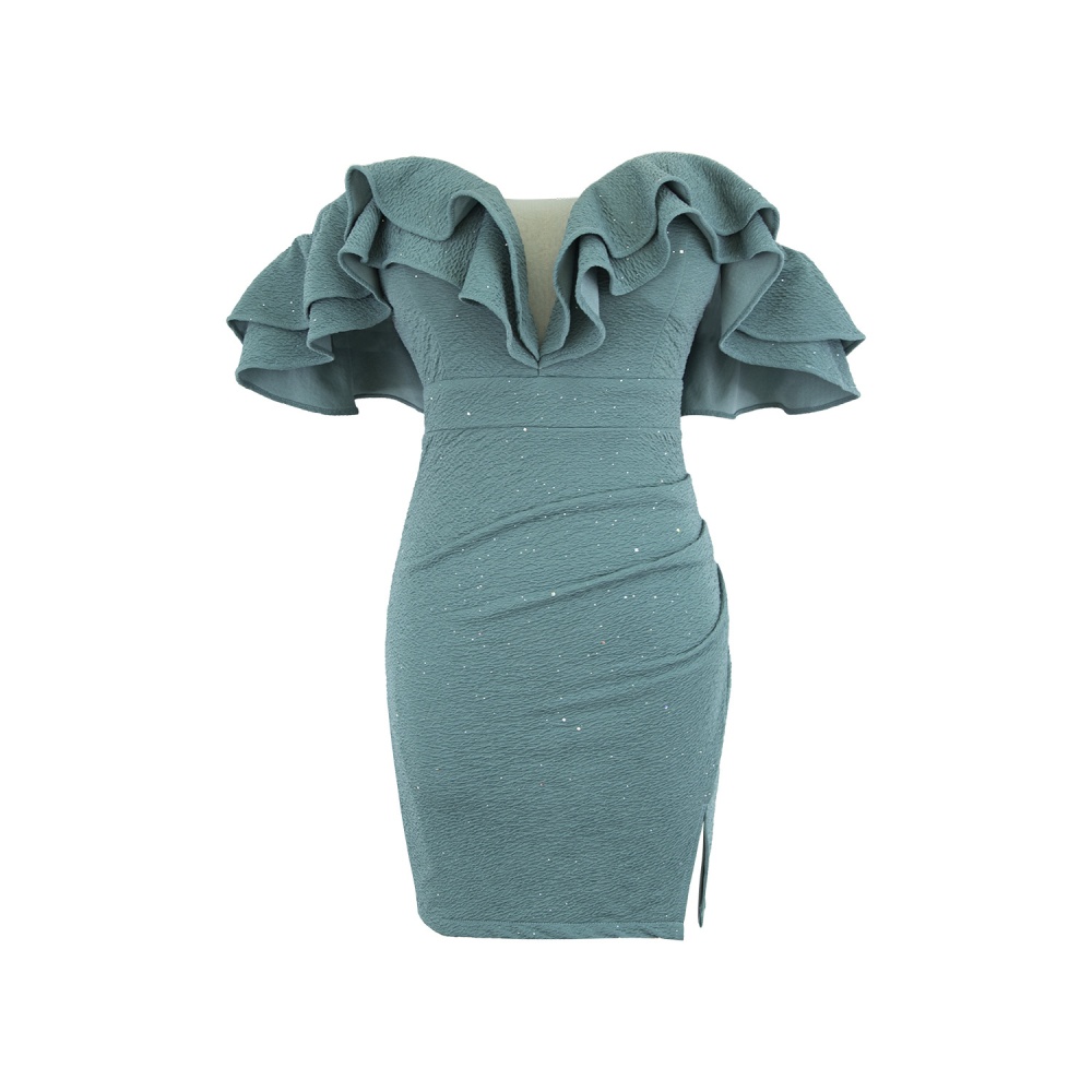 Night show lotus leaf dress wrapped chest T-back
