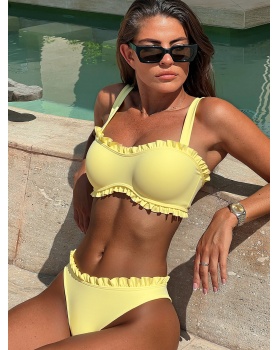 Bikini gather swimwear sexy geometry separates swimsuit